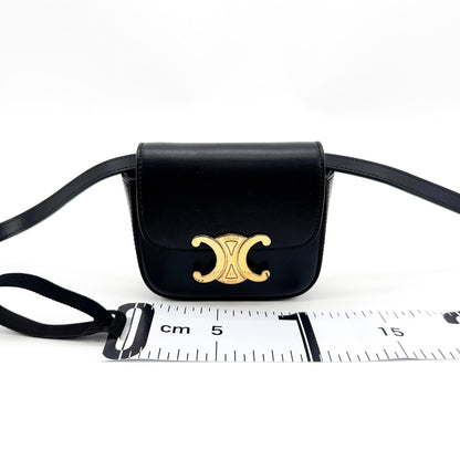 Celine Triomphe Triomphe Coated Canvas, Black, Leather, Shoulder Bag