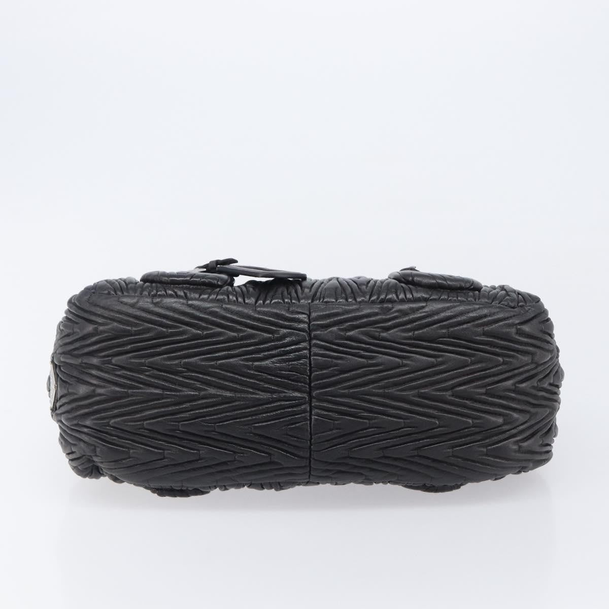 Prada Flap Chevron Nappa, Black, Leather, Shoulder Bag