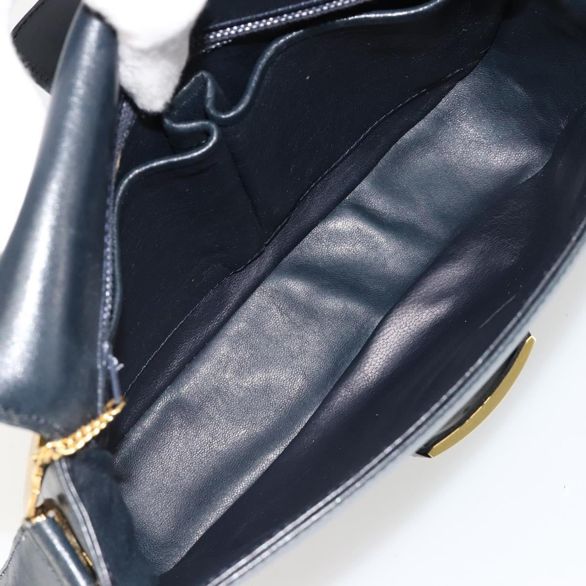 Celine Shoulder Leather, Navy, Leather, Shoulder Bag