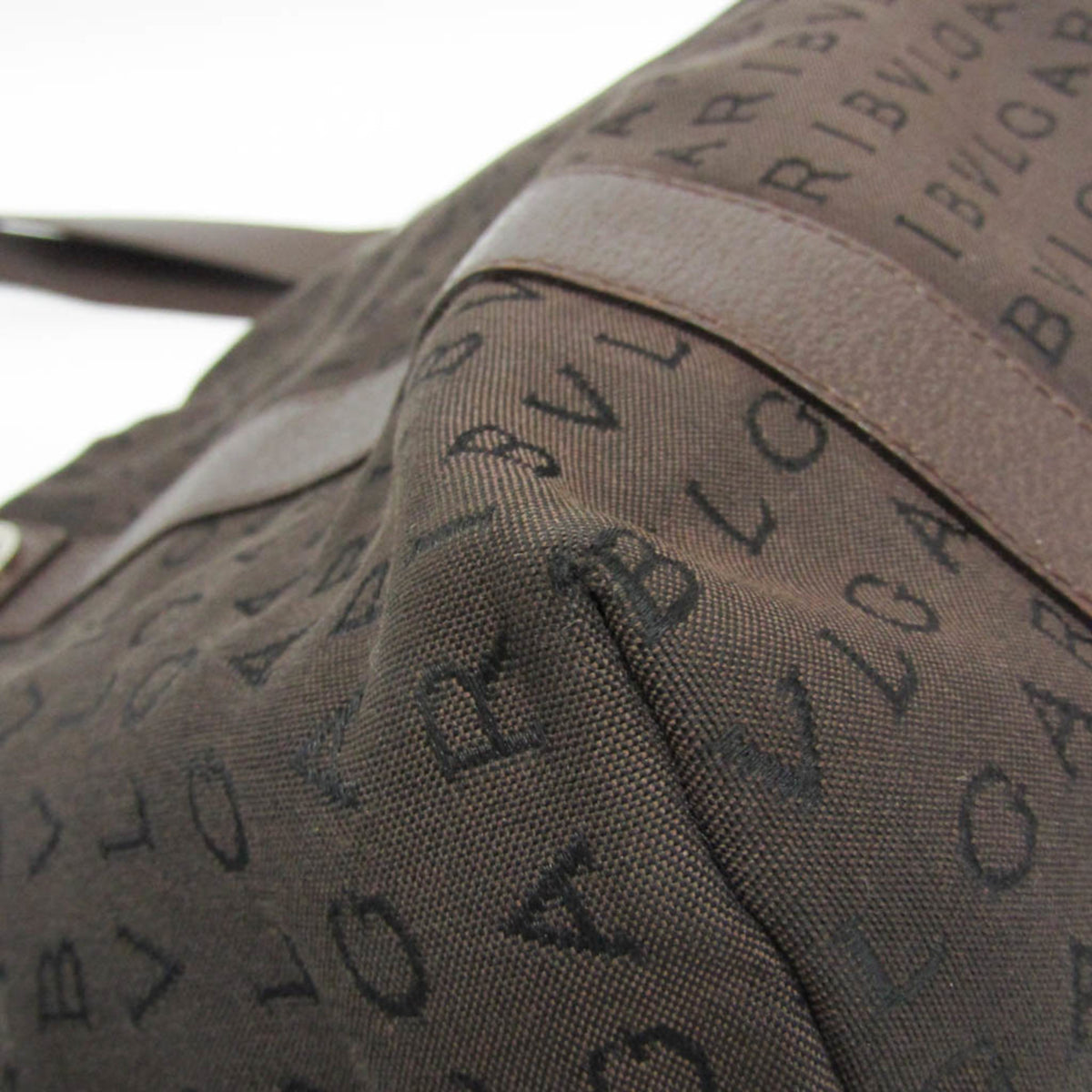 Bvlgari Logomania Canvas, Brown, Canvas, Tote Bag
