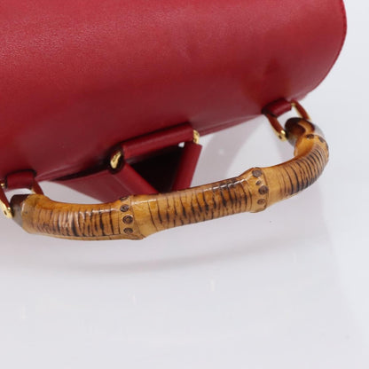 Gucci Vintage Bamboo Leather, Red, Leather, Backpack