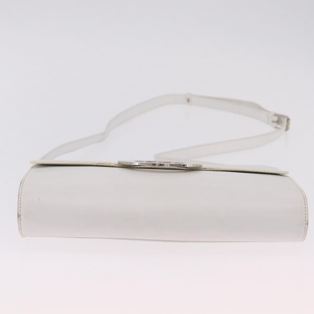 Celine Vintage Circle Logo Leather, White, Leather, Crossbody Bag