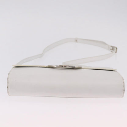 Celine Vintage Circle Logo Leather, White, Leather, Crossbody Bag