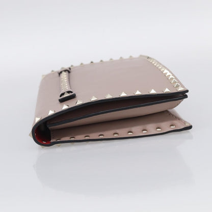 Valentino Garavani Rockstud Flap Clutch Leather, Beige, Leather, Clutch
