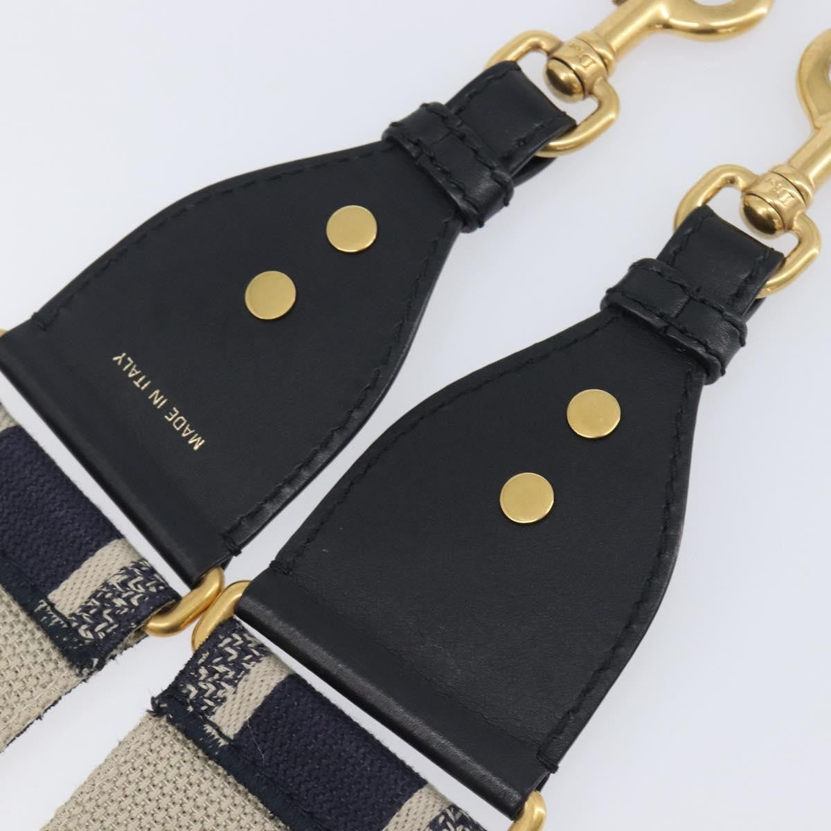 Christian Dior Shoulder Strap Embellished Canvas, Navy, Canvas, Straps