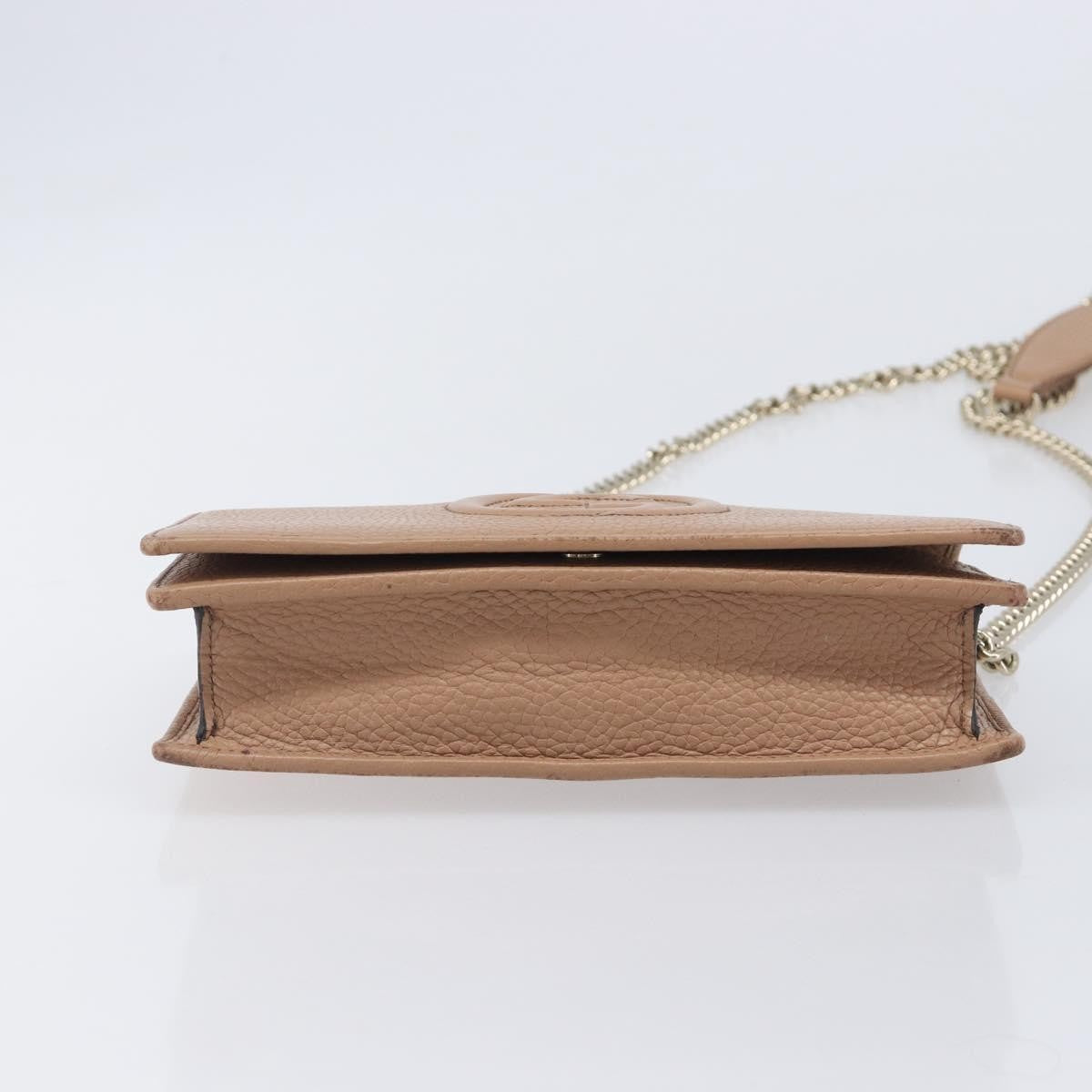 Gucci Soho Wallet on Chain Leather, Beige, Leather, Shoulder Bag
