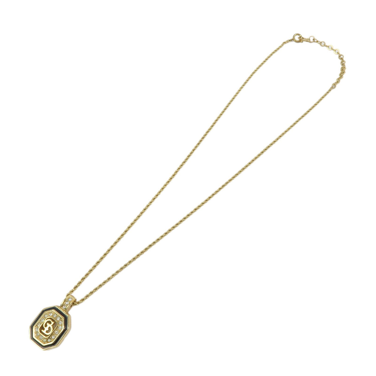 Christian Dior Vintage CD Pendant Metal with Crystals, Gold, Gold Plated, Necklace