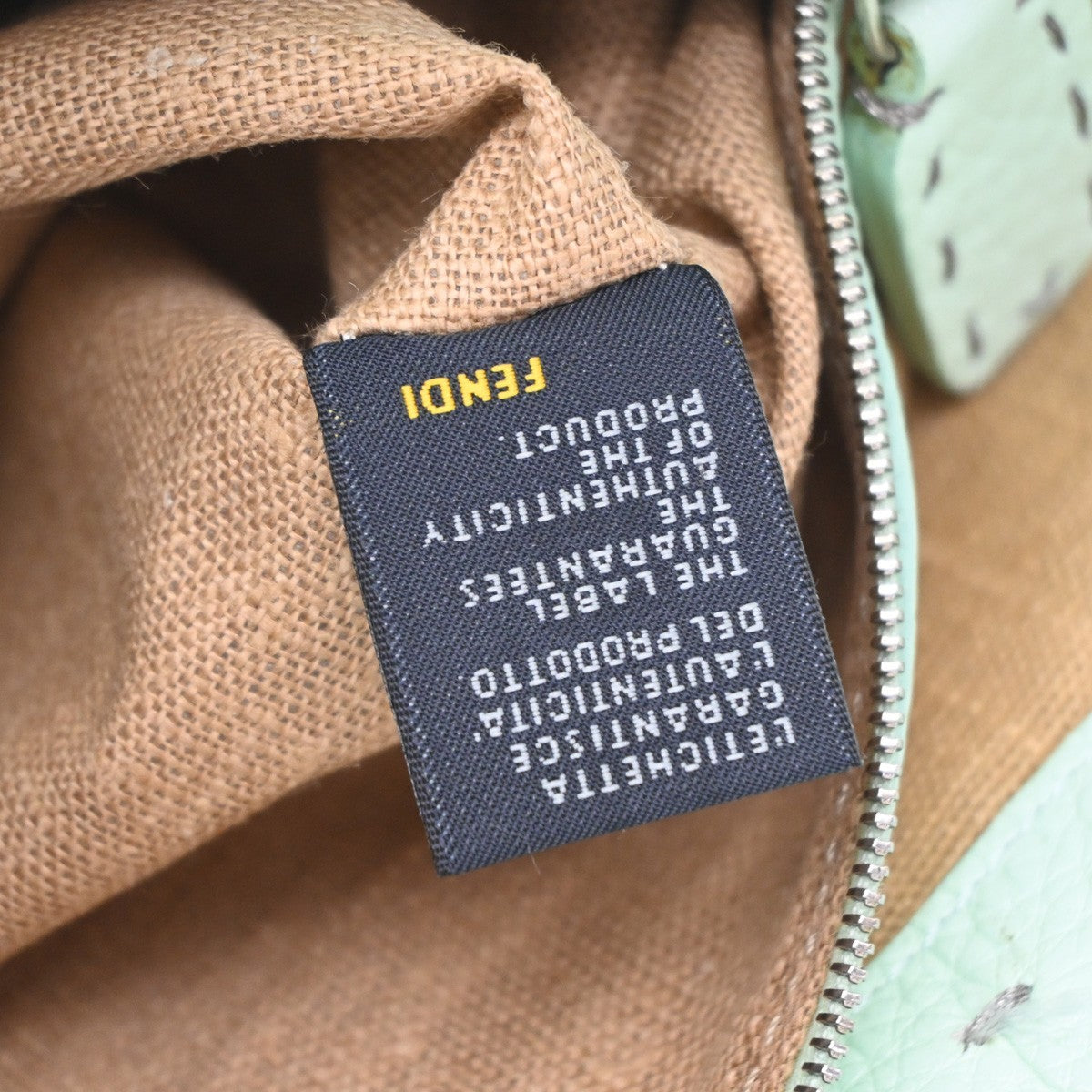 Fendi Roll Selleria Leather, Green, Leather, Tote Bag
