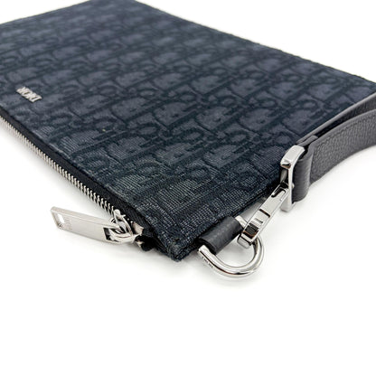 Christian Dior A5 Pouch Printed Oblique Denim, Black, Other, Clutch