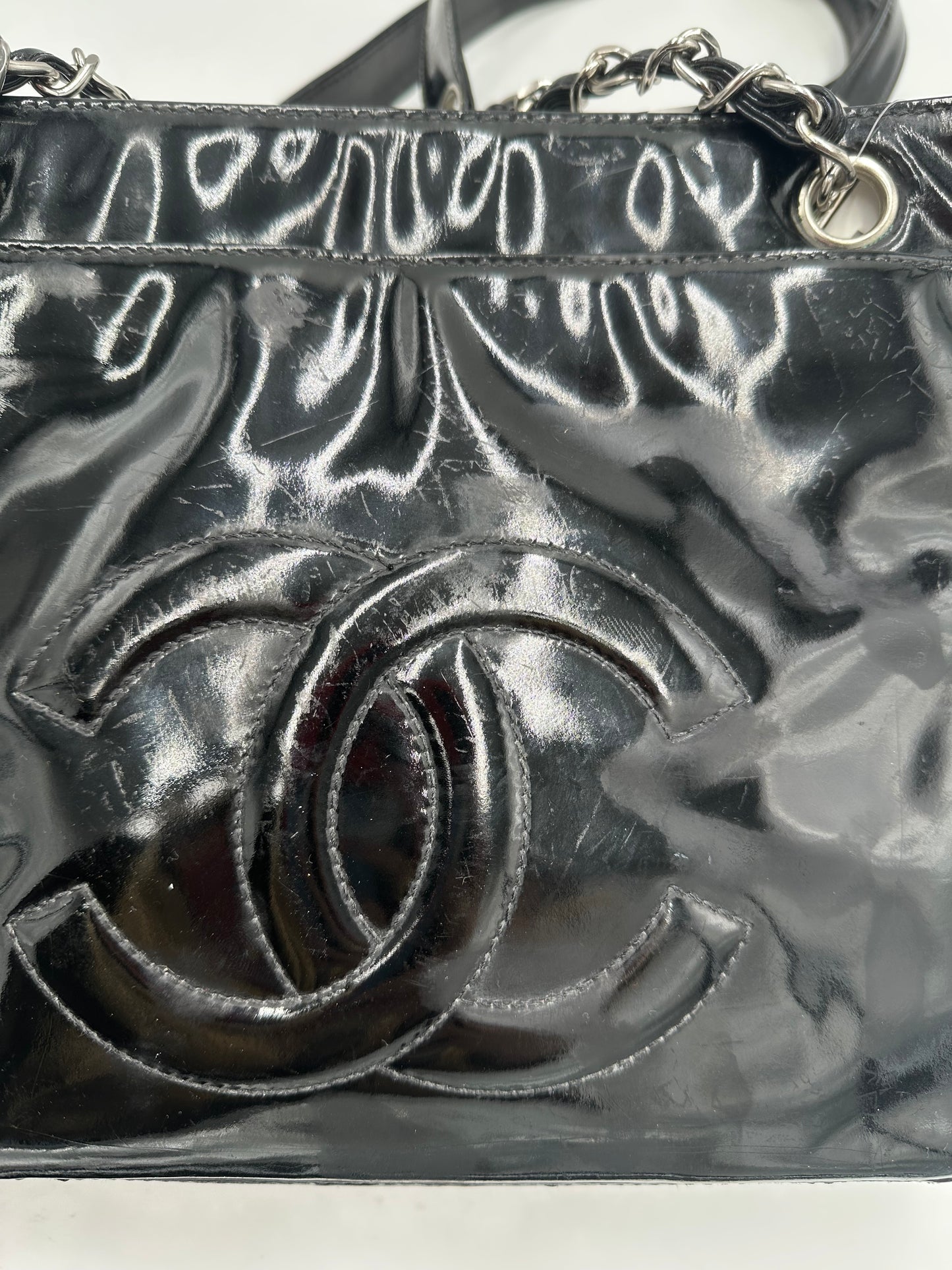 Chanel BLACK PATENT LEATHER HANDBAG diana, Black, Patent Leather, Shoulder Bag