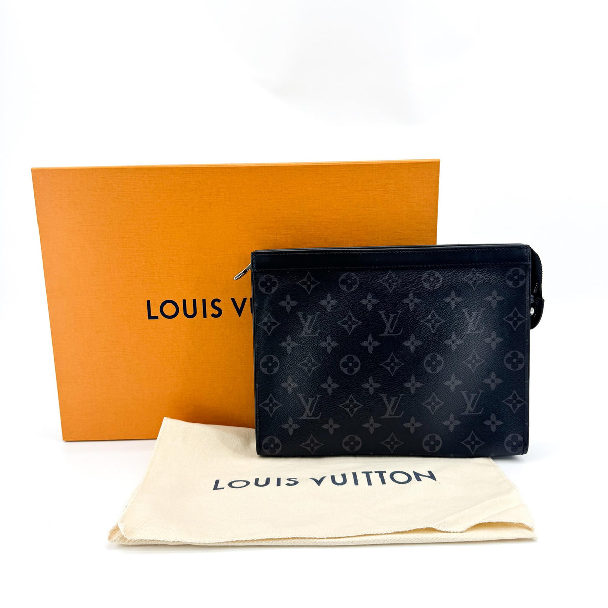 Louis Vuitton Pochette Voyage Reverse Monogram Eclipse Canvas, Black, Canvas, Clutch