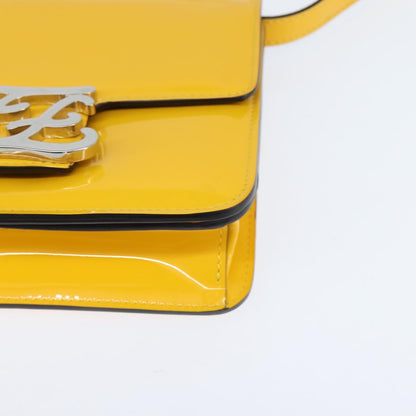 Fendi Curligraphy Shoulder Enamel Yellow Silver, YELLOW, PATENT_LEATHER, Shoulder bag