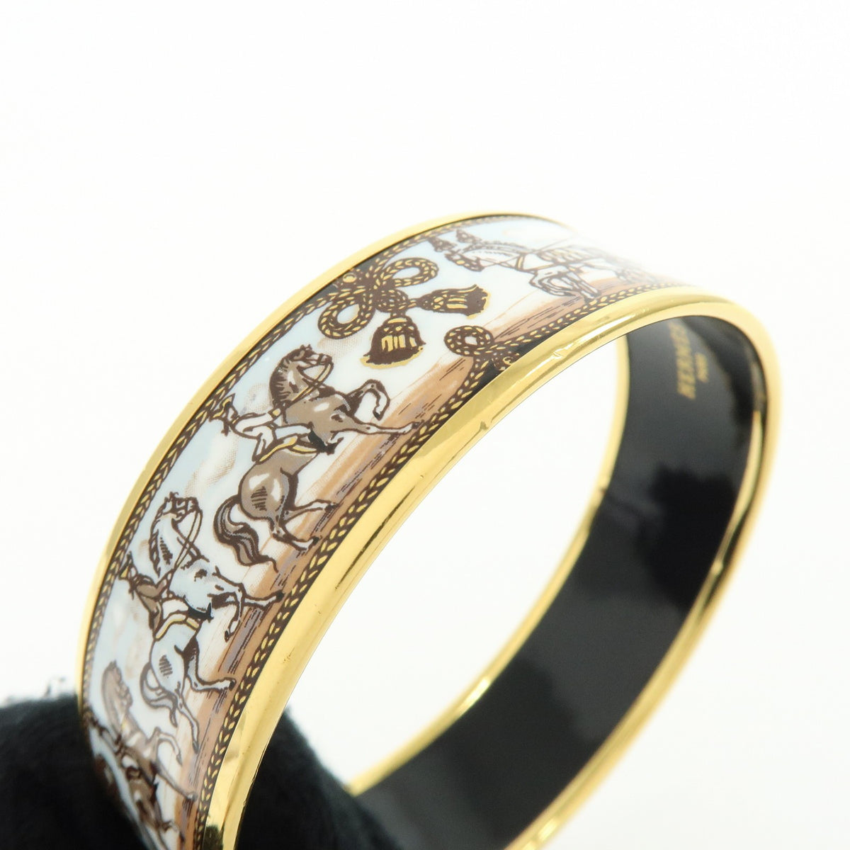 Hermes Caleche Bangle Enamel, Multicolour, Gold Plated, Bracelet