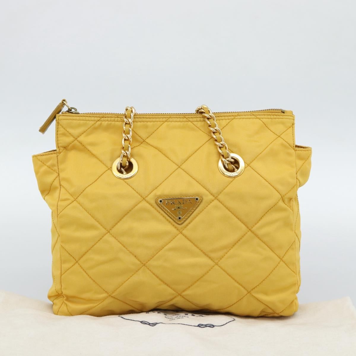 Prada Re-Edition 1995 Chain Quilted Re-Nylon, Yellow, Nylon, Tote Bag