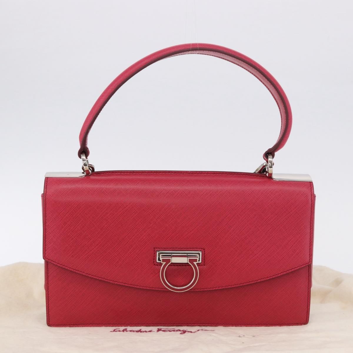 Salvatore Ferragamo Gancini Convertible Top Handle Saffiano Leather, Pink, Leather, Handbag