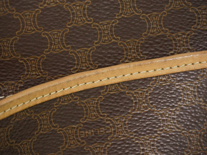 Celine Vintage Macadam Canvas and Leather, Brown, Canvas, Shoulder Bag