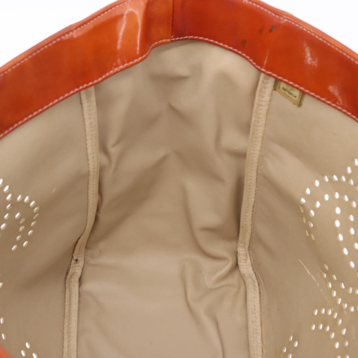 Chanel Triple CC Perforated Patent, Orange, Patent Leather, Tote Bag