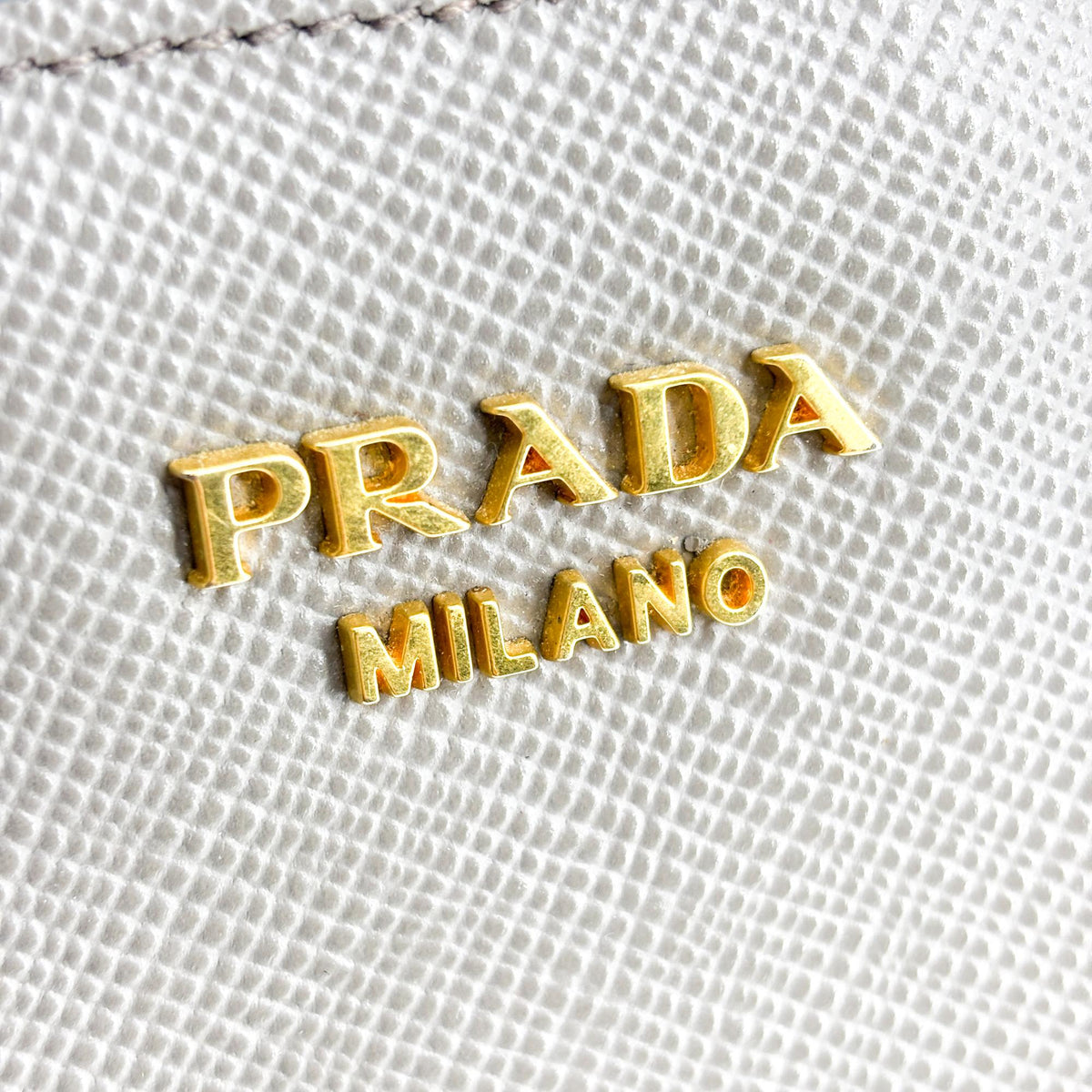 Prada Side Pleat Saffiano Leather, Gray, Leather, Tote Bag