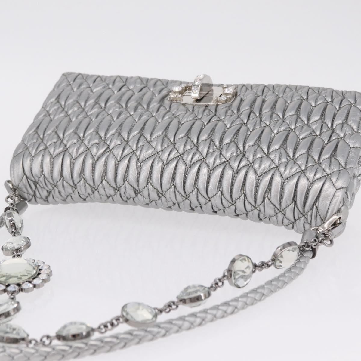 Miu Miu Crystal Clutch Matelasse Leather, Silver, Leather, Clutch