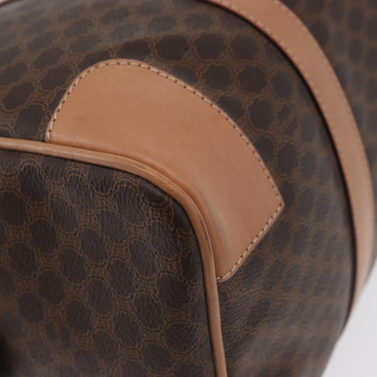 Celine Vintage Duffle Macadam Coated Canvas, Brown, PVC, Handbag