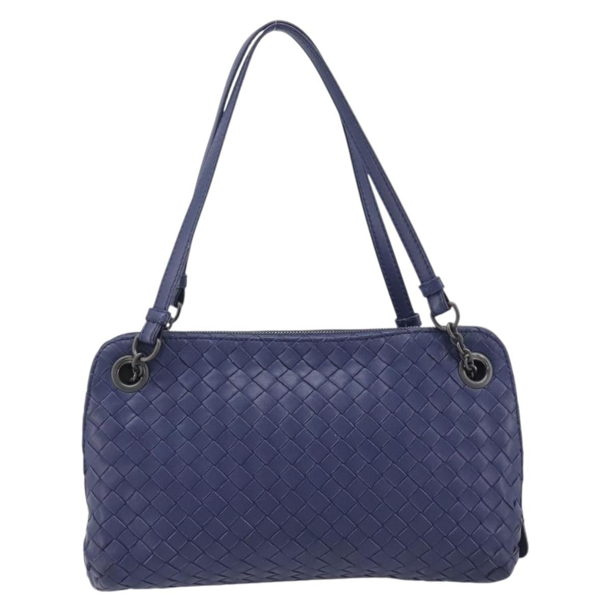 Bottega Veneta Compartment Chain Intrecciato Nappa, Blue, Leather, Shoulder Bag