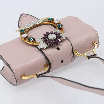 Miu Miu Madras Crystal Flap Leather, Pink, Leather, Crossbody Bag