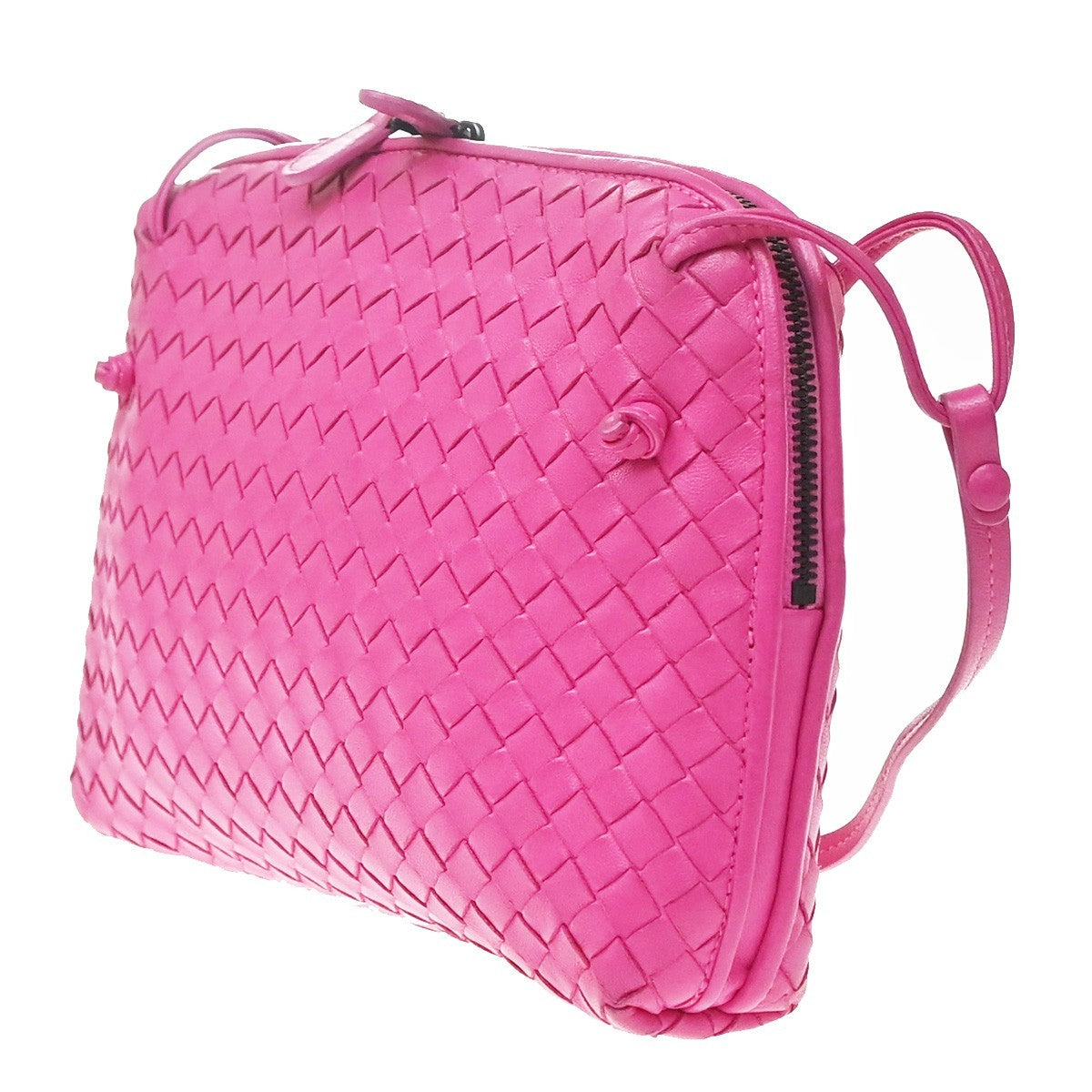 Bottega Veneta Nodini Intrecciato Nappa, Pink, Leather, Crossbody Bag