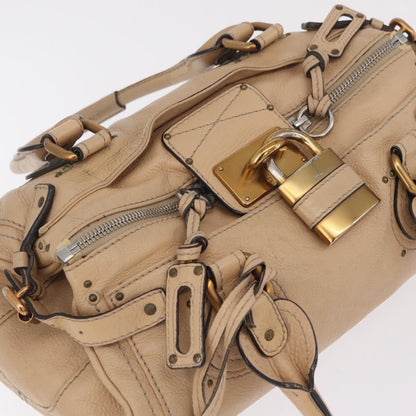 Chloe Paddington Lock Leather, Beige, Leather, Handbag