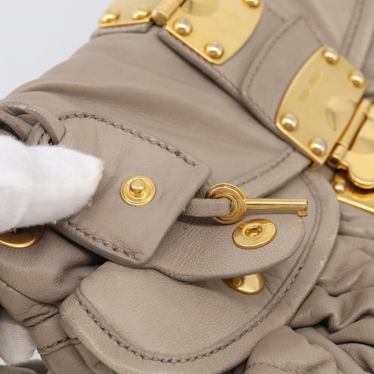 Miu Miu Coffer Hobo Matelasse Leather, Beige, Leather, Handbag