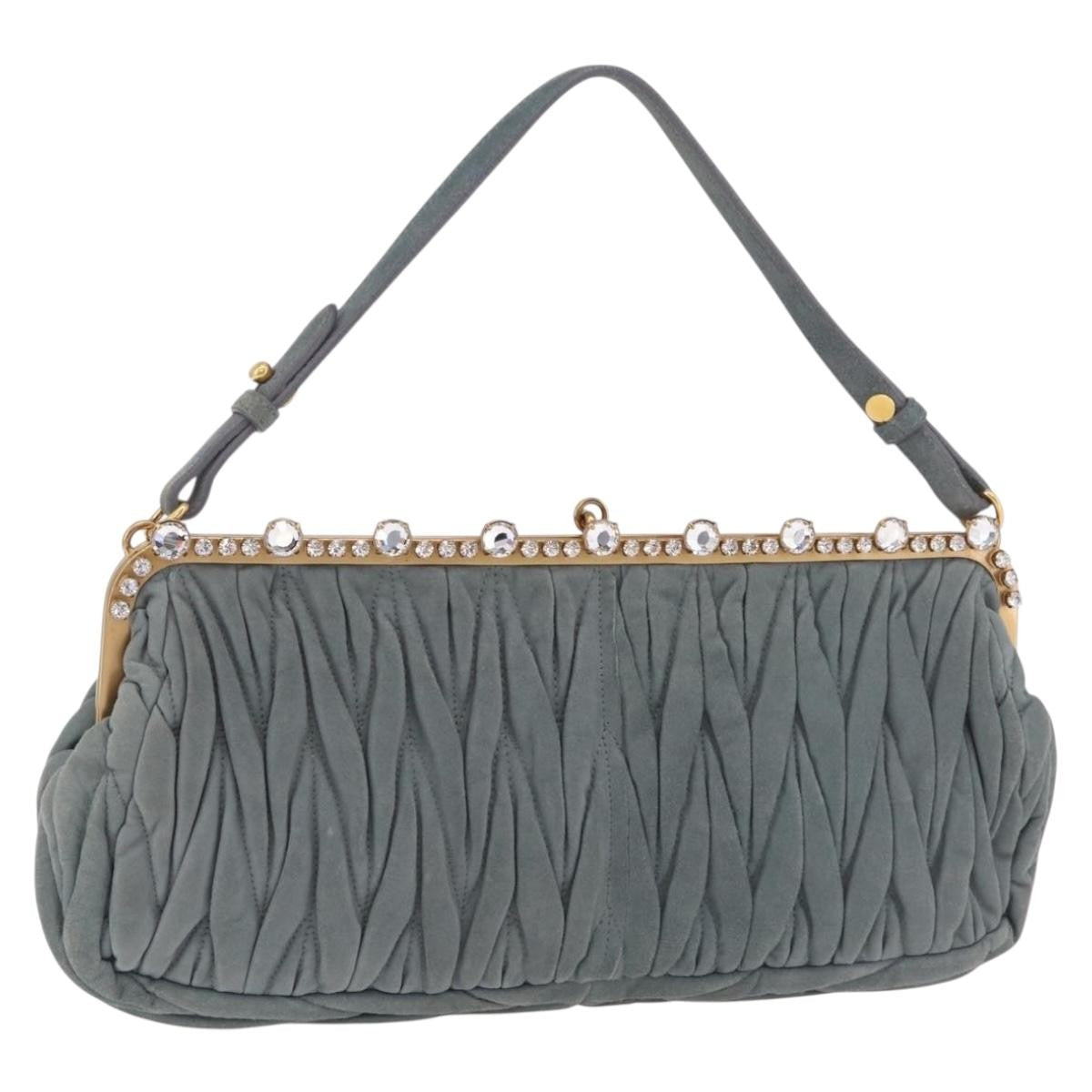 Miu Miu Matelassé Frame Clutch Matelassé Leather, Gray, Suede, Clutch