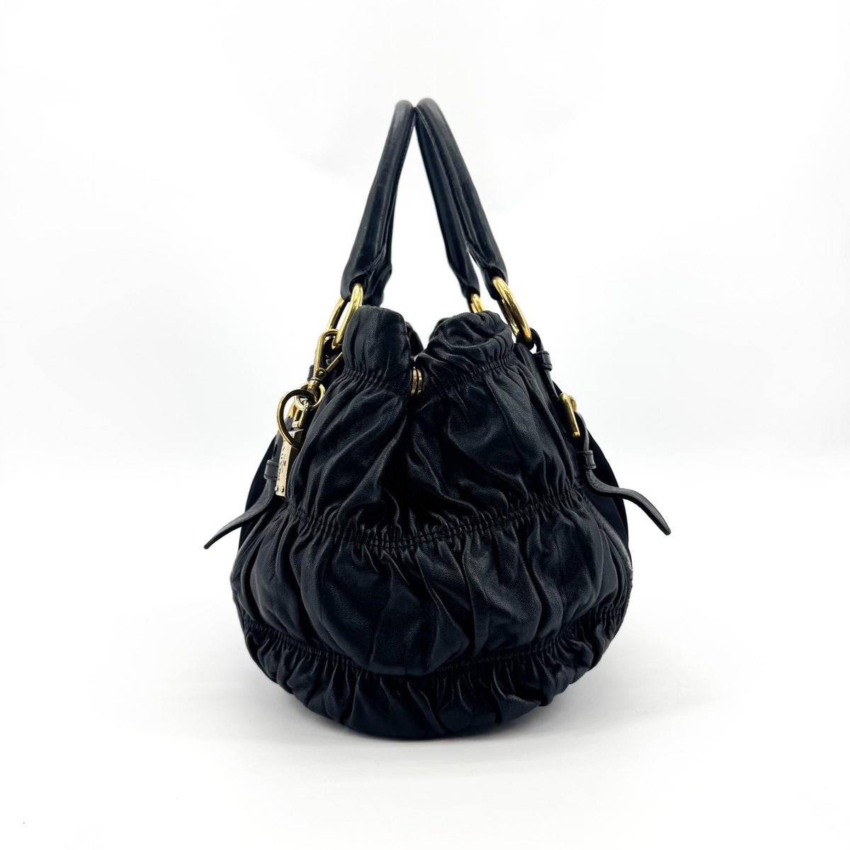 Prada Gaufre Convertible Satchel Leather and Tessuto, Black, Nylon, Handbag