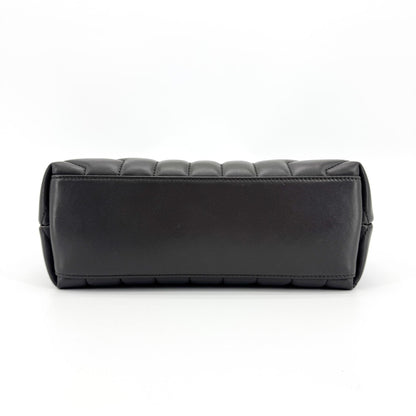 Saint Laurent Loulou Matelasse Chevron Leather, Black, Leather, Shoulder Bag