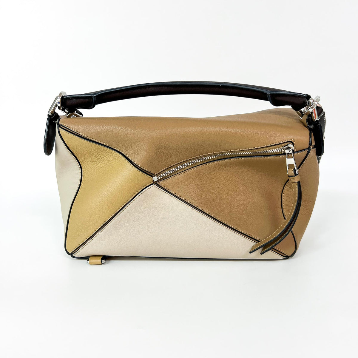 Loewe Puzzle Patchwork Leather, Brown, Calfskin, Handbag
