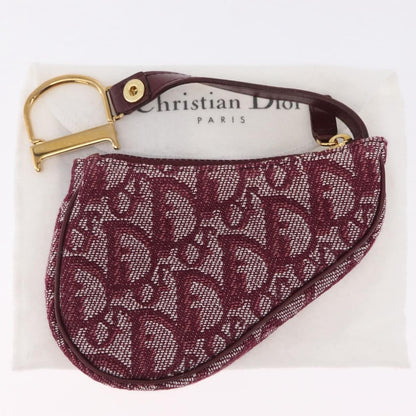 Christian Dior Vintage Saddle Zip Coin Purse Diorissimo Canvas, Red, Canvas, Clutch