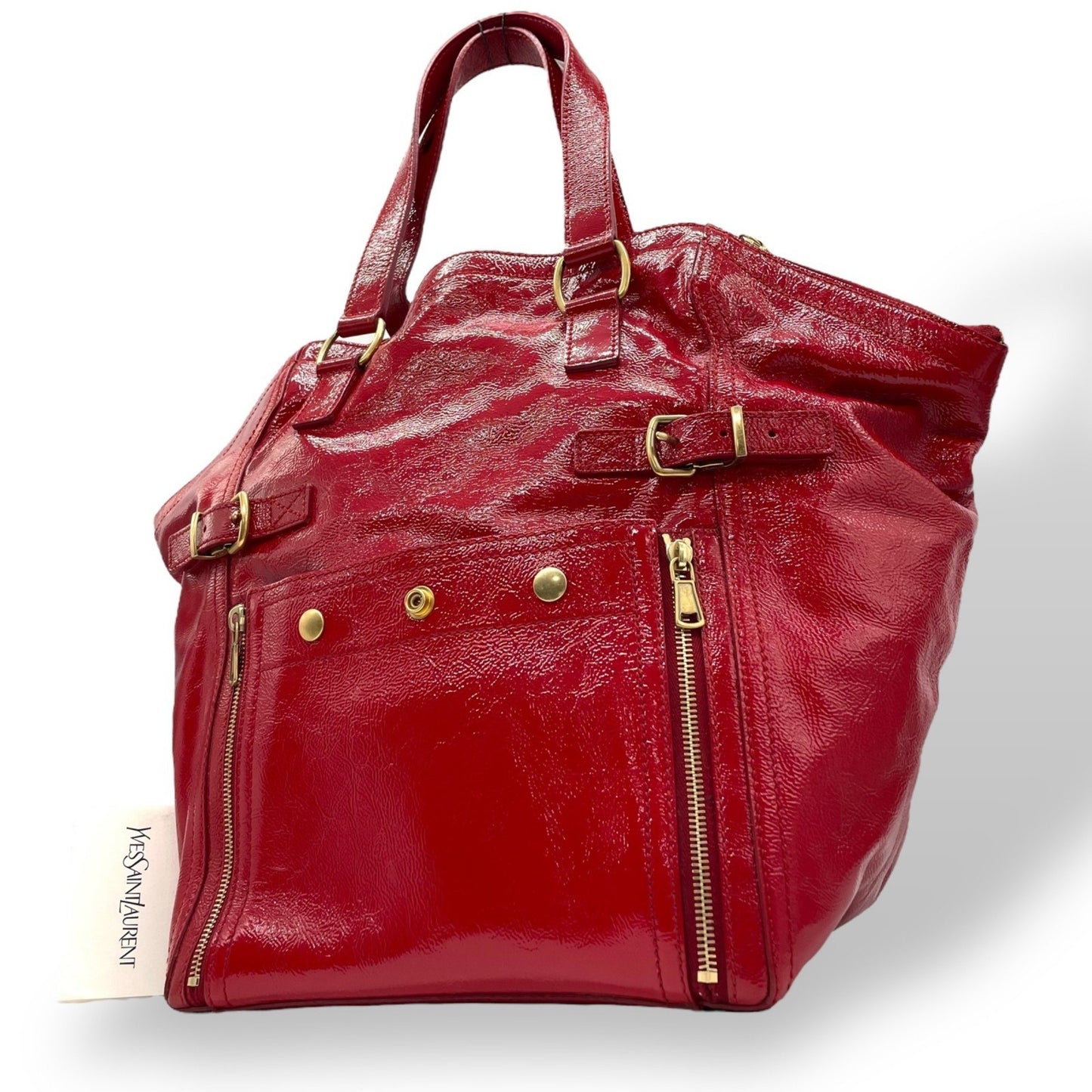 Saint Laurent Downtown Handbag Patent, RED, LEATHER, Handbag