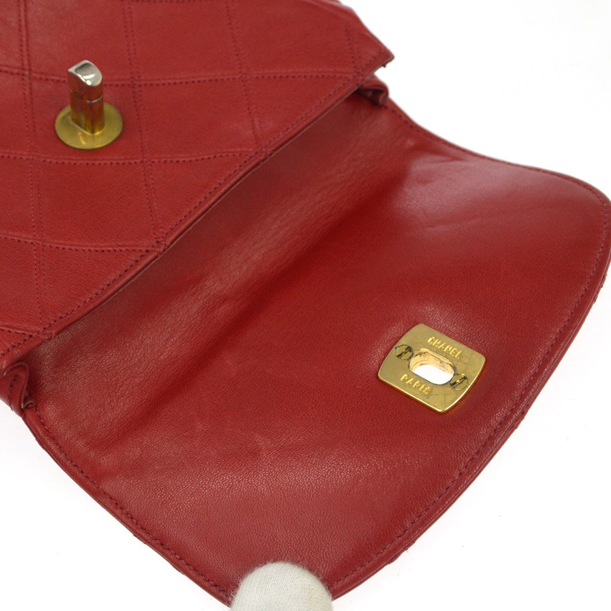 Chanel Chain Infinity Waist Quilted Lambskin, Red, Leather, Handbag