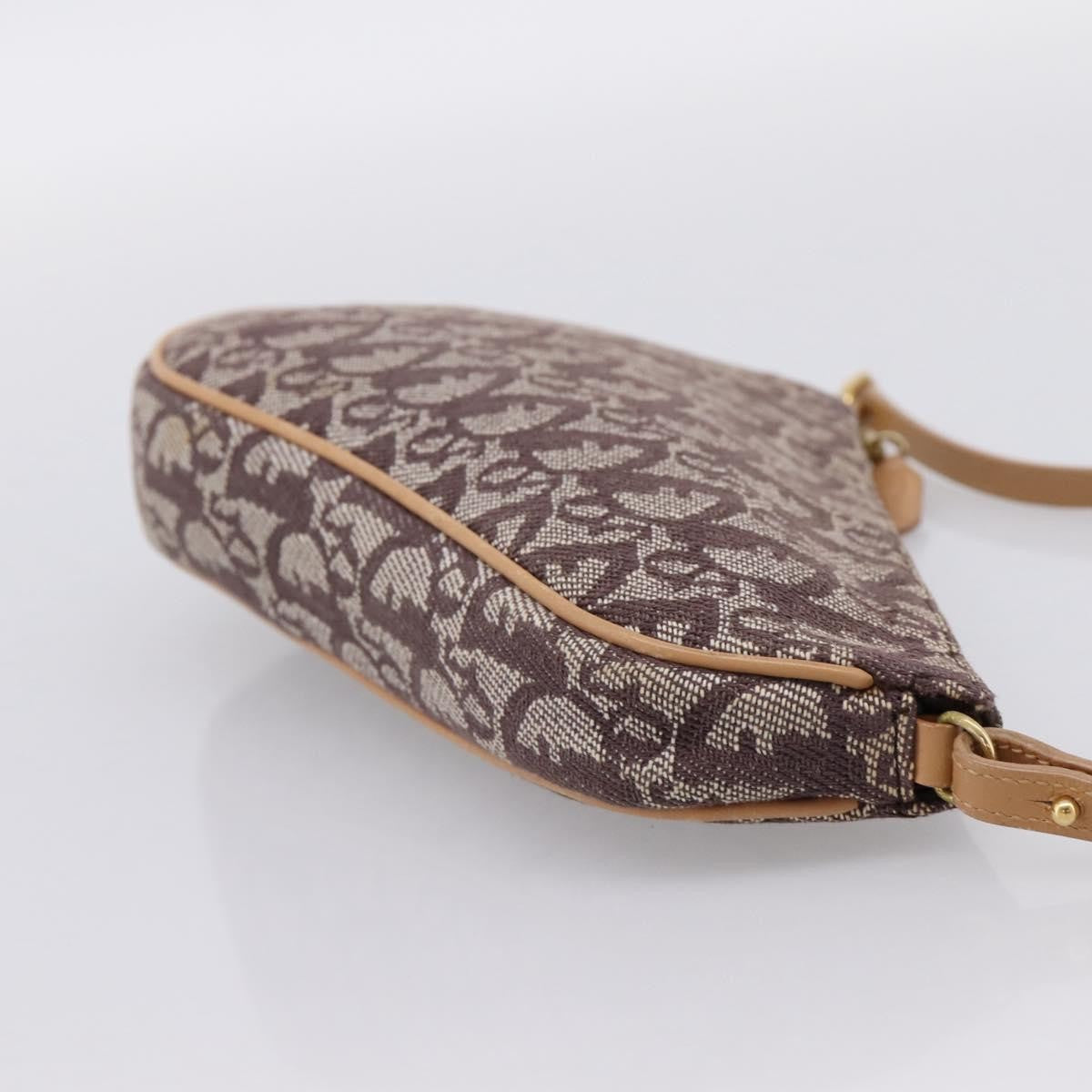 Christian Dior Vintage Saddle Bag Canvas, Brown, Canvas, Clutch