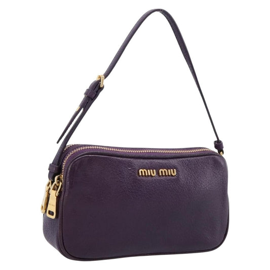 Miu Miu Double Zip Pochette Printed Leather, Purple, Leather, Clutch