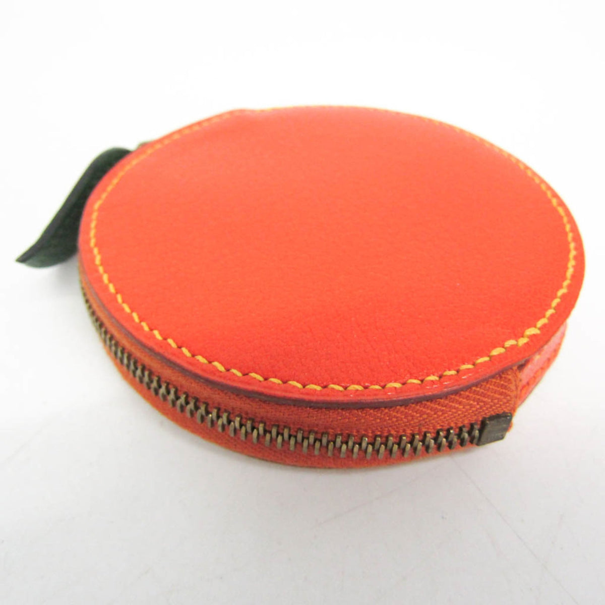 Hermes Orange Slice Coin Leather, Orange, Leather, Clutch