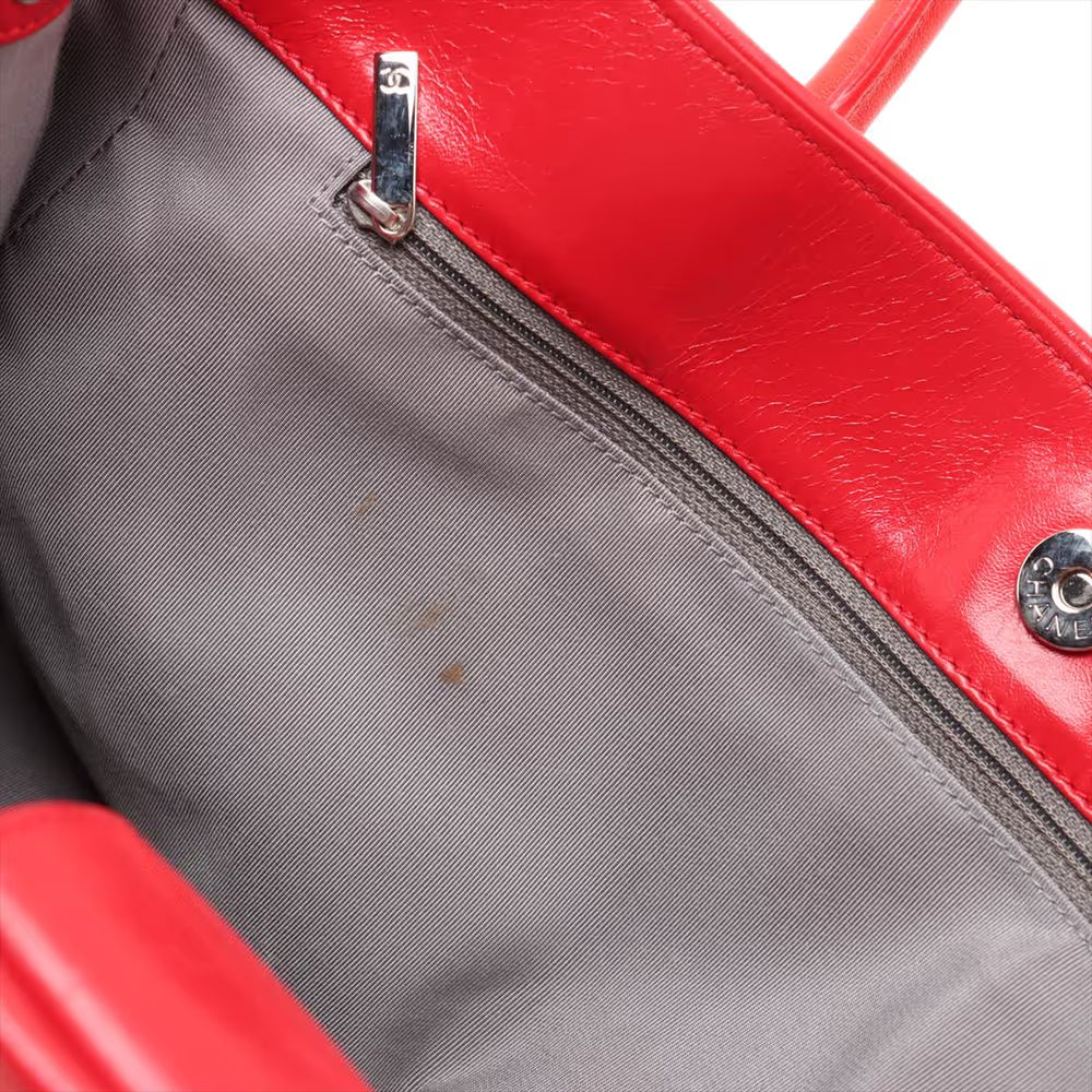 Chanel Cerf Executive Tote Leather, RED, LEATHER, Handbag