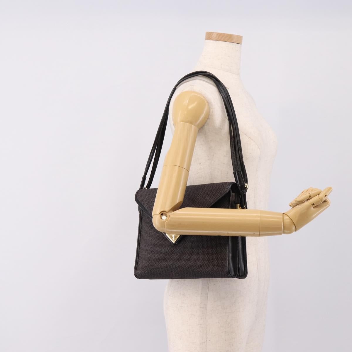 Saint Laurent Vintage Shoulder bag Leather, Gray, Canvas, Shoulder Bag