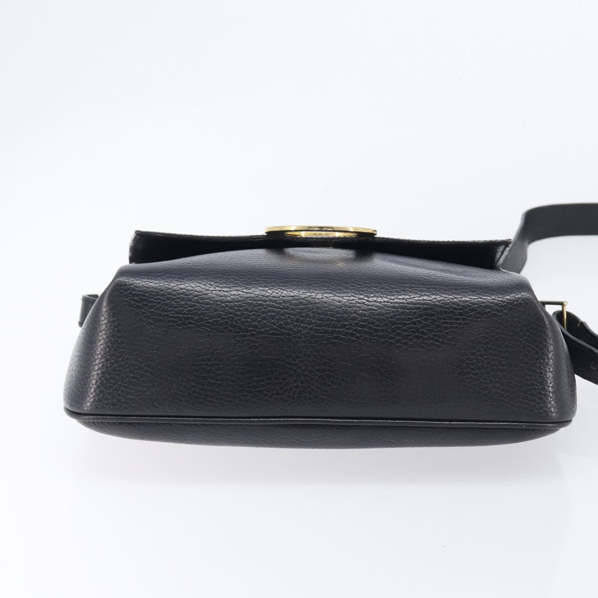 Celine Vintage Circle Logo Leather, Black, Leather, Crossbody Bag