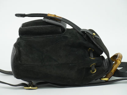 Gucci Vintage Bamboo Suede, Black, Suede, Backpack