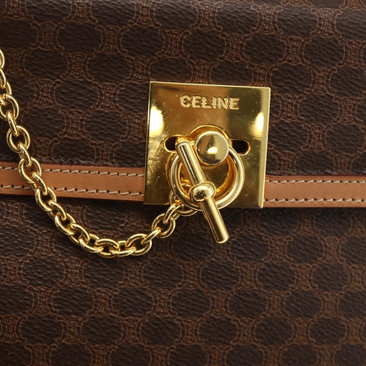 Celine Vintage Handbag Toile Céline, Brown, Canvas, Handbag