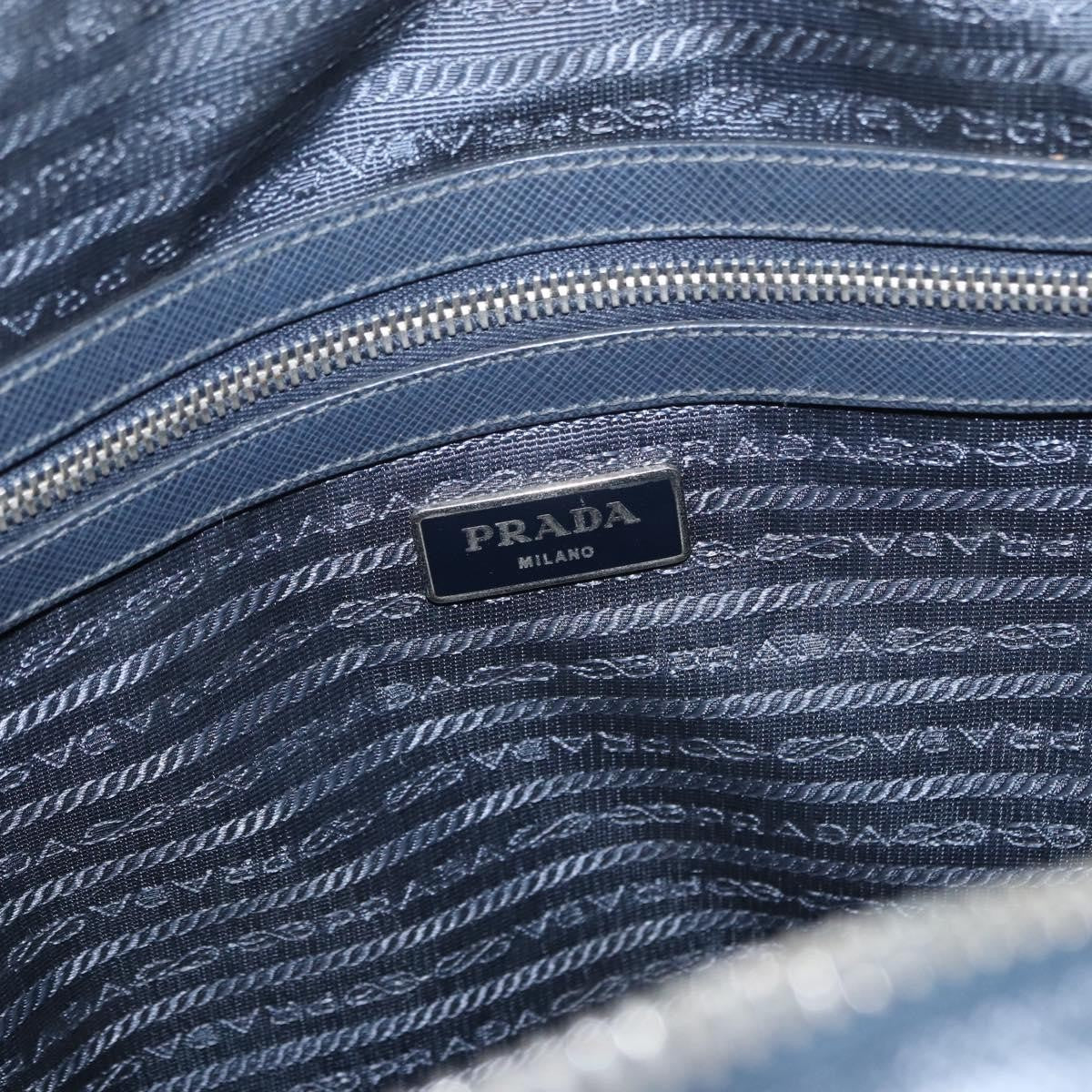 Prada Convertible Zip Around Saffiano Leather, Navy, Leather, Briefcase