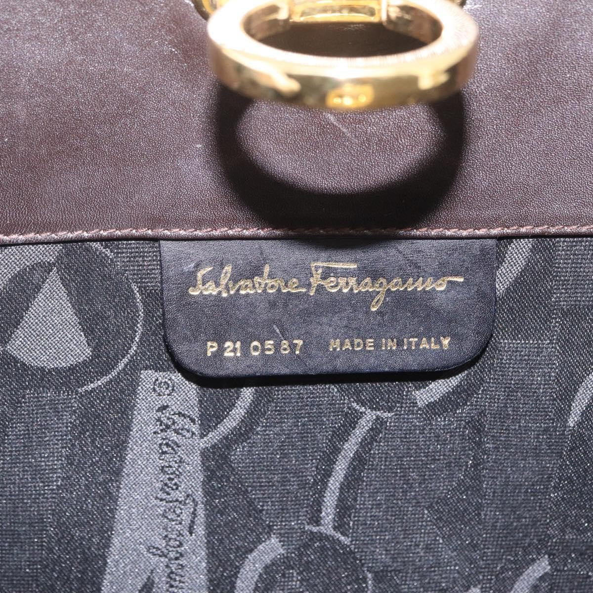 Salvatore Ferragamo Vintage Gancini Chain Leather, Brown, Leather, Shoulder Bag