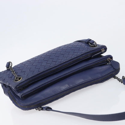 Bottega Veneta Compartment Chain Intrecciato Nappa, Blue, Leather, Shoulder Bag