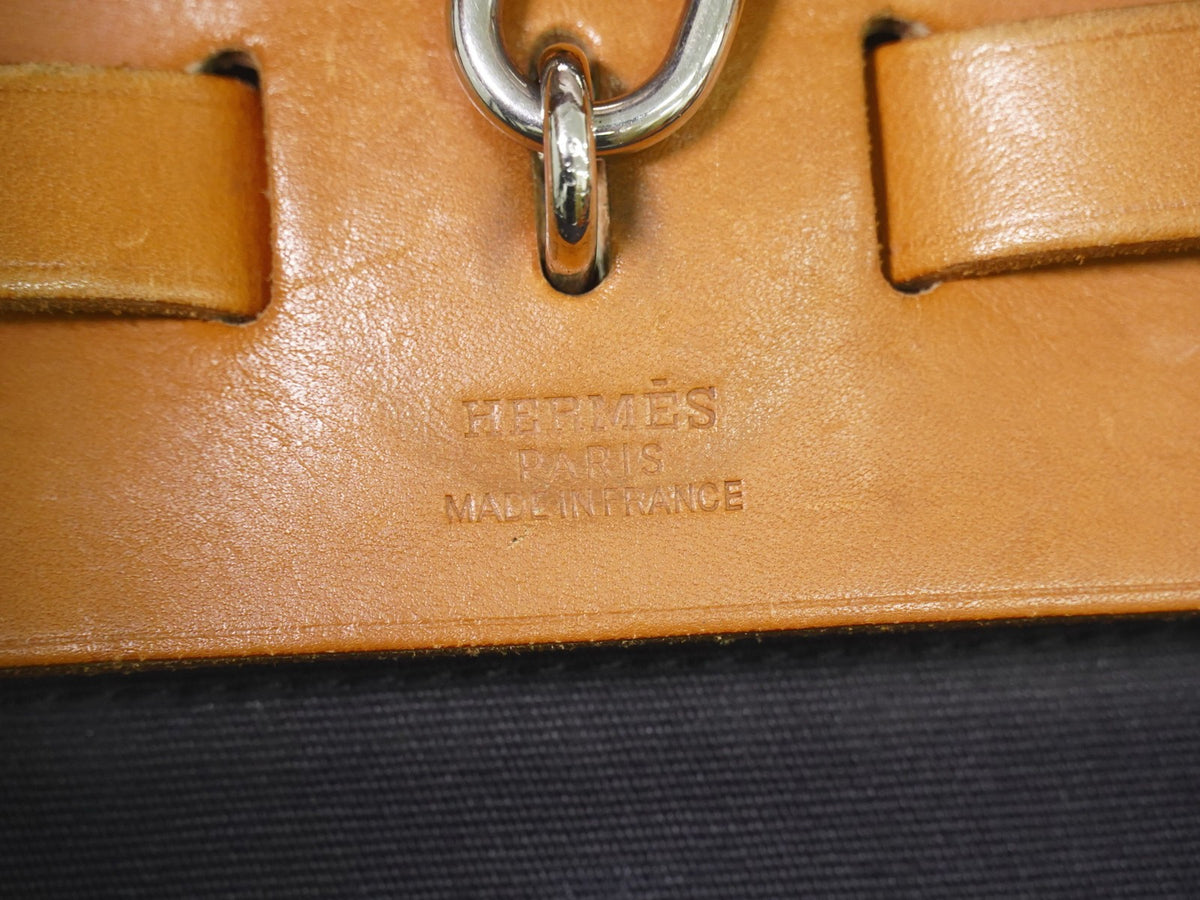 Hermes Herbag Toile and Leather, Black, Canvas, Handbag