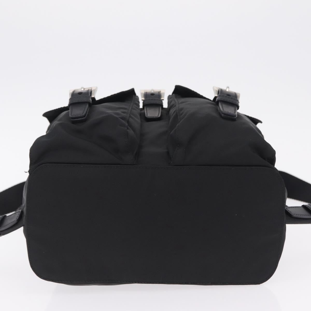 Prada Double Pocket Backpack Chain Re-Nylon, Black, Nylon, Shoulder Bag