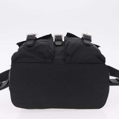 Prada Double Pocket Backpack Chain Re-Nylon, Black, Nylon, Shoulder Bag